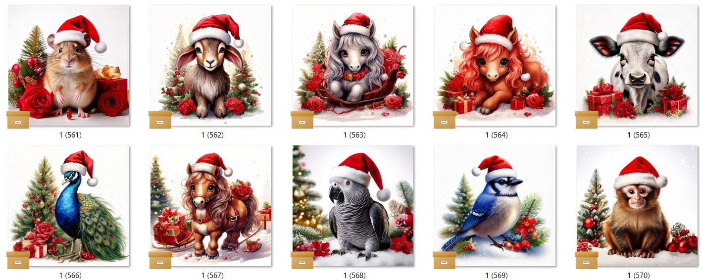 CHRISTMAS ANIMAL Ready To Press Sublimation Heat Transfer Print Bundles Of 10 Prints (LMHCHRISTMASANIMALS1-1000)