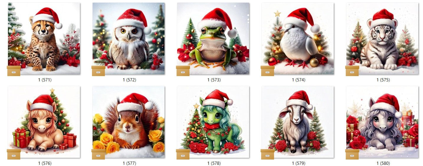 CHRISTMAS ANIMAL Ready To Press Sublimation Heat Transfer Print Bundles Of 10 Prints (LMHCHRISTMASANIMALS1-1000)