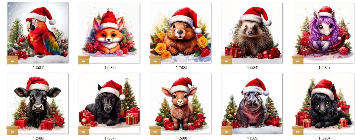 CHRISTMAS ANIMAL Ready To Press Sublimation Heat Transfer Print Bundles Of 10 Prints (LMHCHRISTMASANIMALS1-1000)