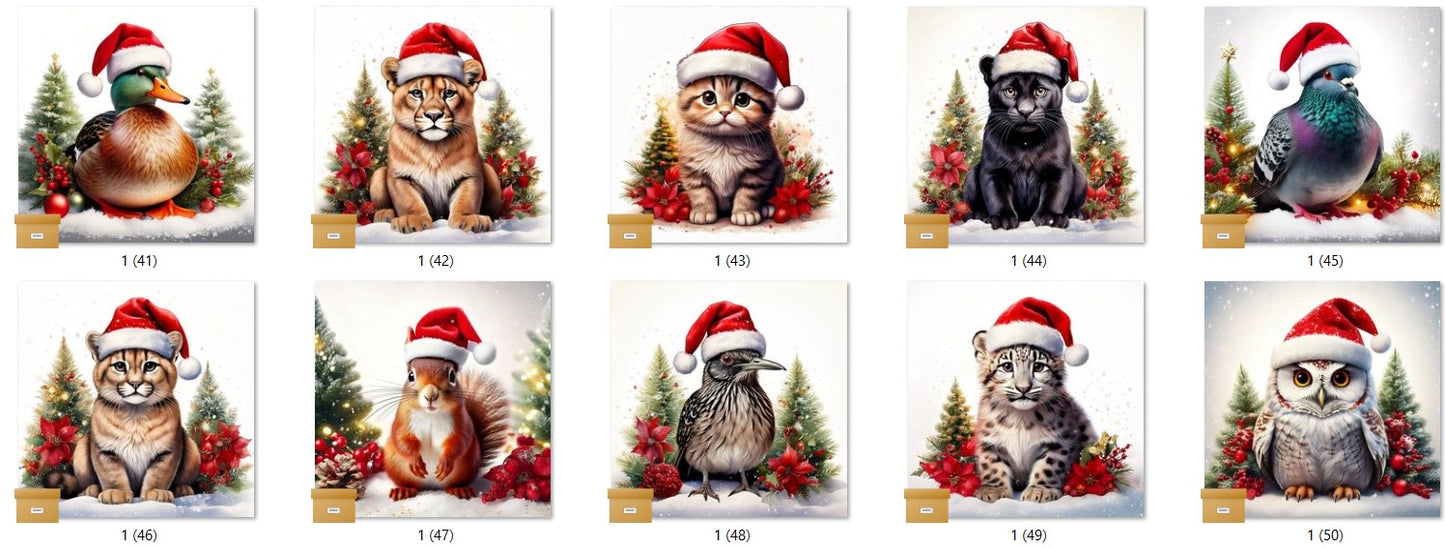 CHRISTMAS ANIMAL Ready To Press Sublimation Heat Transfer Print Bundles Of 10 Prints (LMHCHRISTMASANIMALS1-1000)