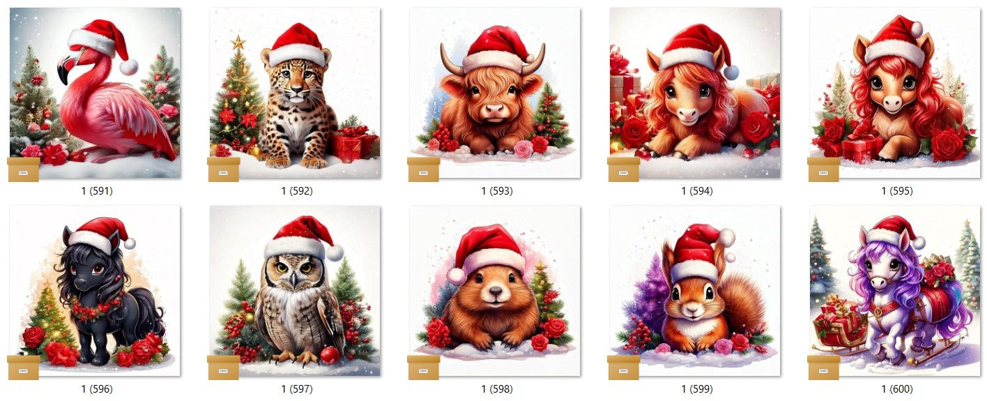 CHRISTMAS ANIMAL Ready To Press Sublimation Heat Transfer Print Bundles Of 10 Prints (LMHCHRISTMASANIMALS1-1000)