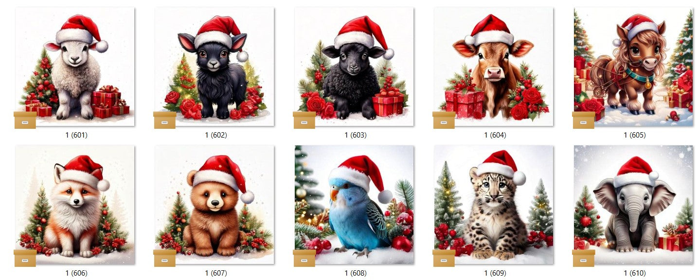 CHRISTMAS ANIMAL Ready To Press Sublimation Heat Transfer Print Bundles Of 10 Prints (LMHCHRISTMASANIMALS1-1000)