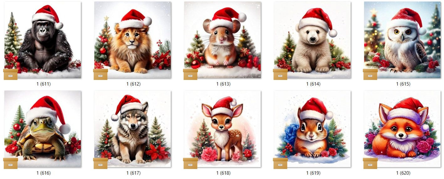 CHRISTMAS ANIMAL Ready To Press Sublimation Heat Transfer Print Bundles Of 10 Prints (LMHCHRISTMASANIMALS1-1000)