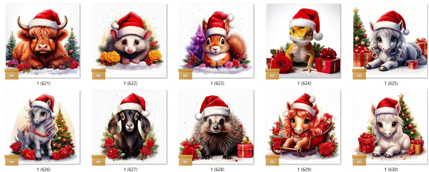 CHRISTMAS ANIMAL Ready To Press Sublimation Heat Transfer Print Bundles Of 10 Prints (LMHCHRISTMASANIMALS1-1000)