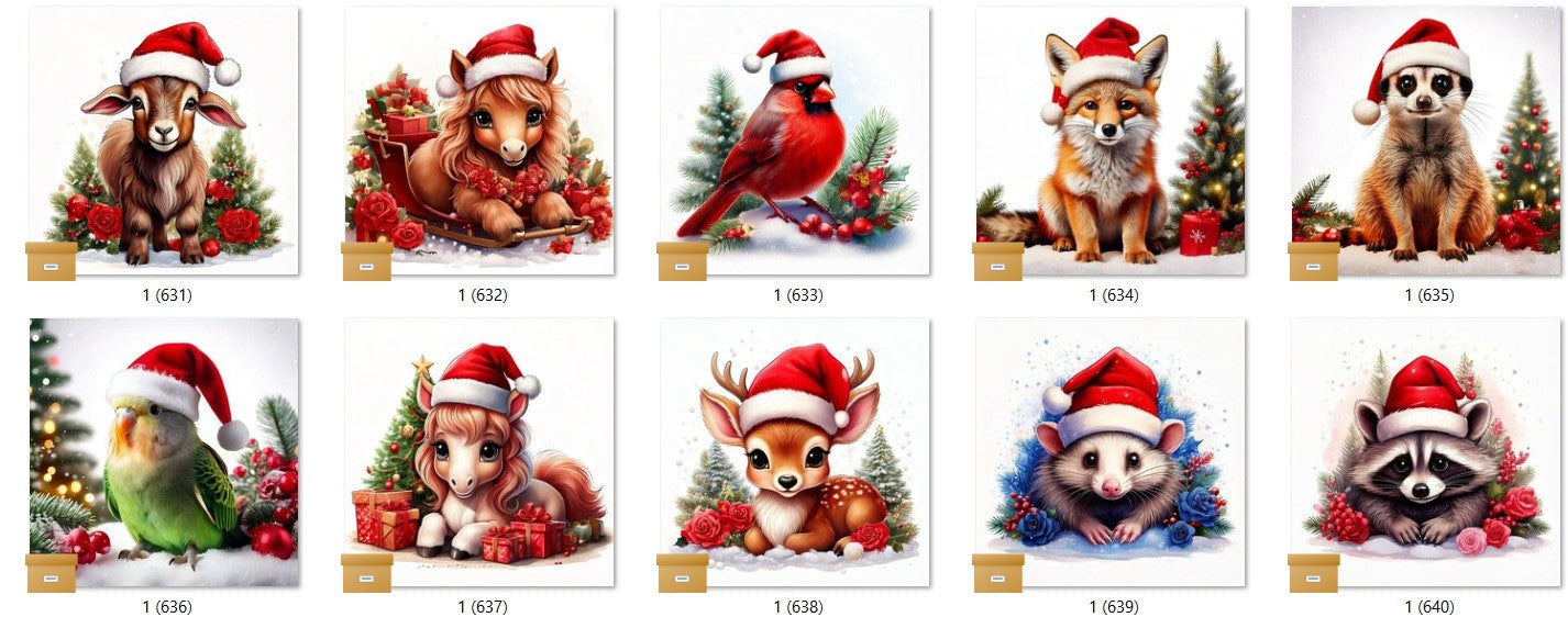 CHRISTMAS ANIMAL Ready To Press Sublimation Heat Transfer Print Bundles Of 10 Prints (LMHCHRISTMASANIMALS1-1000)