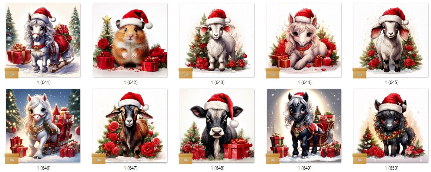 CHRISTMAS ANIMAL Ready To Press Sublimation Heat Transfer Print Bundles Of 10 Prints (LMHCHRISTMASANIMALS1-1000)