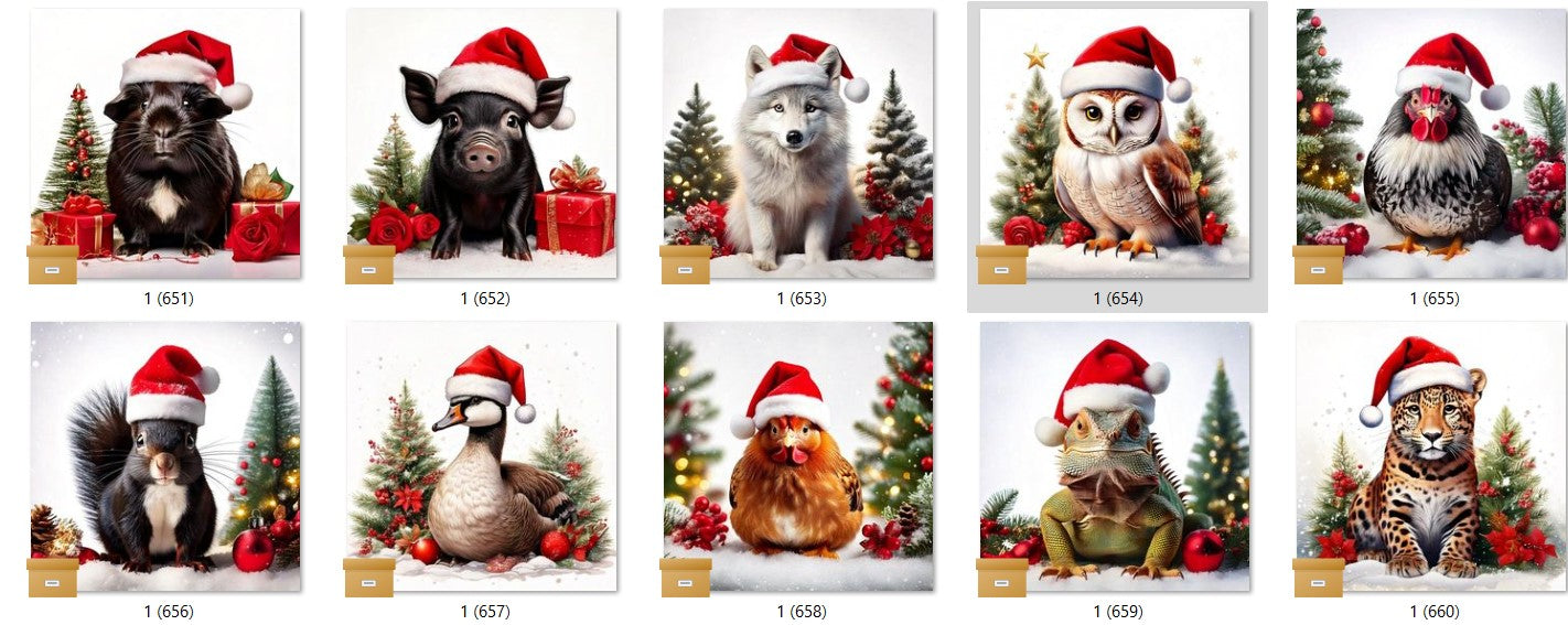 CHRISTMAS ANIMAL Ready To Press Sublimation Heat Transfer Print Bundles Of 10 Prints (LMHCHRISTMASANIMALS1-1000)