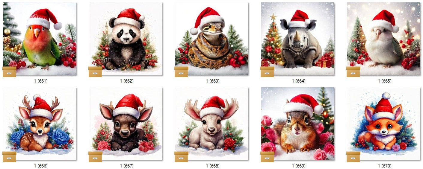 CHRISTMAS ANIMAL Ready To Press Sublimation Heat Transfer Print Bundles Of 10 Prints (LMHCHRISTMASANIMALS1-1000)