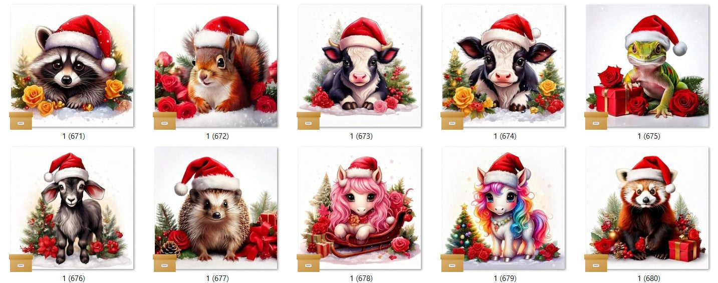 CHRISTMAS ANIMAL Ready To Press Sublimation Heat Transfer Print Bundles Of 10 Prints (LMHCHRISTMASANIMALS1-1000)