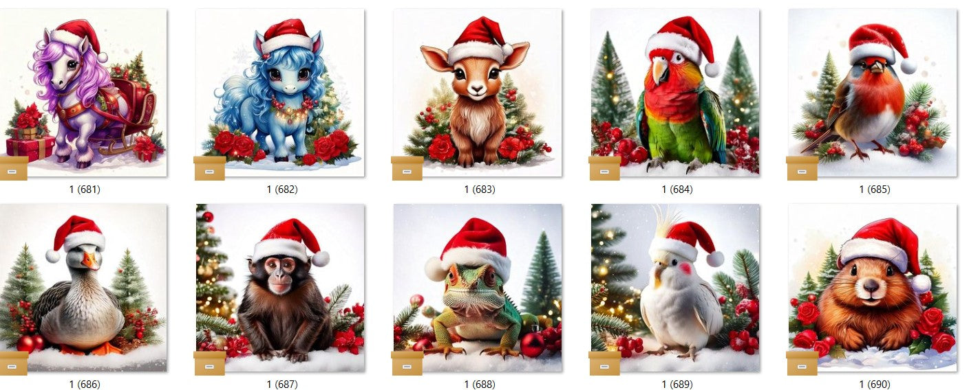 CHRISTMAS ANIMAL Ready To Press Sublimation Heat Transfer Print Bundles Of 10 Prints (LMHCHRISTMASANIMALS1-1000)