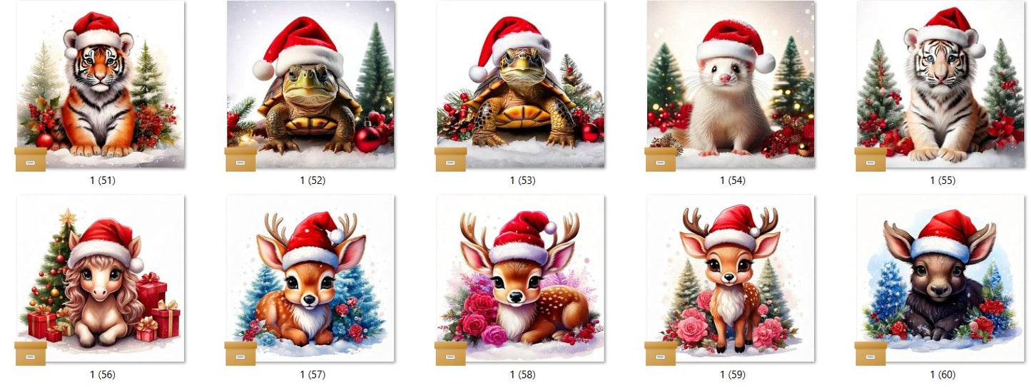 CHRISTMAS ANIMAL Ready To Press Sublimation Heat Transfer Print Bundles Of 10 Prints (LMHCHRISTMASANIMALS1-1000)