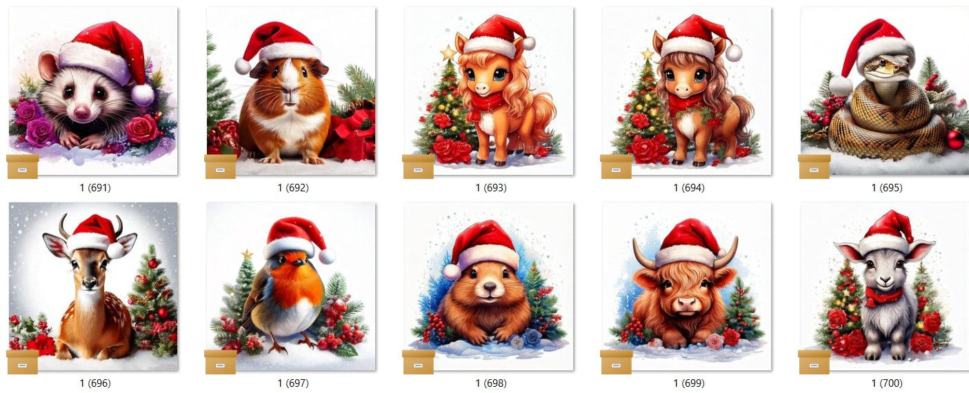 CHRISTMAS ANIMAL Ready To Press Sublimation Heat Transfer Print Bundles Of 10 Prints (LMHCHRISTMASANIMALS1-1000)