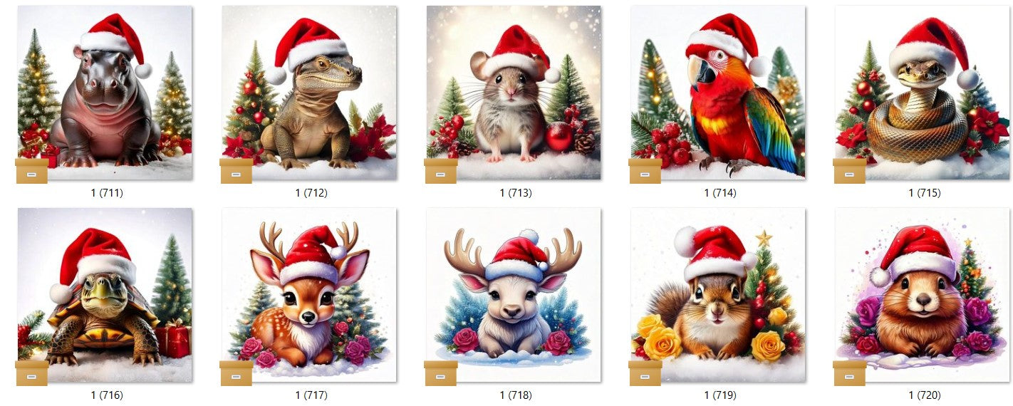 CHRISTMAS ANIMAL Ready To Press Sublimation Heat Transfer Print Bundles Of 10 Prints (LMHCHRISTMASANIMALS1-1000)