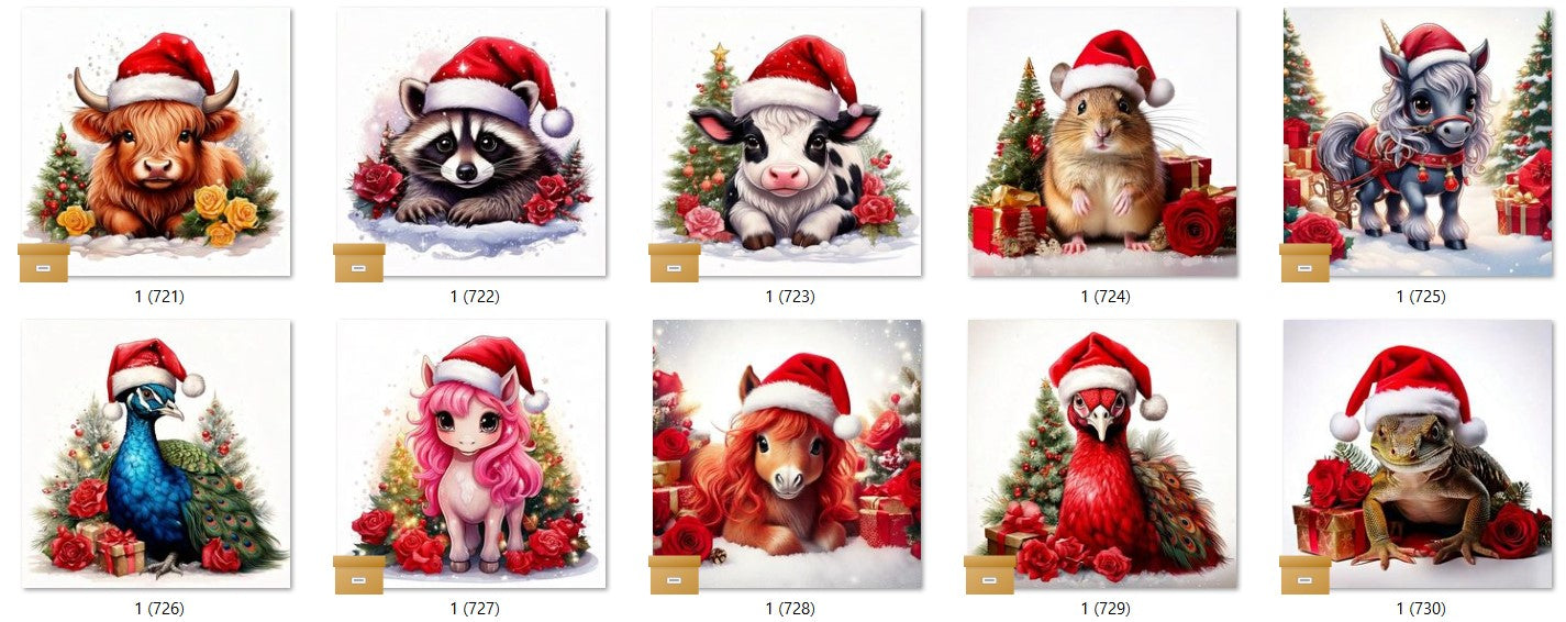 CHRISTMAS ANIMAL Ready To Press Sublimation Heat Transfer Print Bundles Of 10 Prints (LMHCHRISTMASANIMALS1-1000)