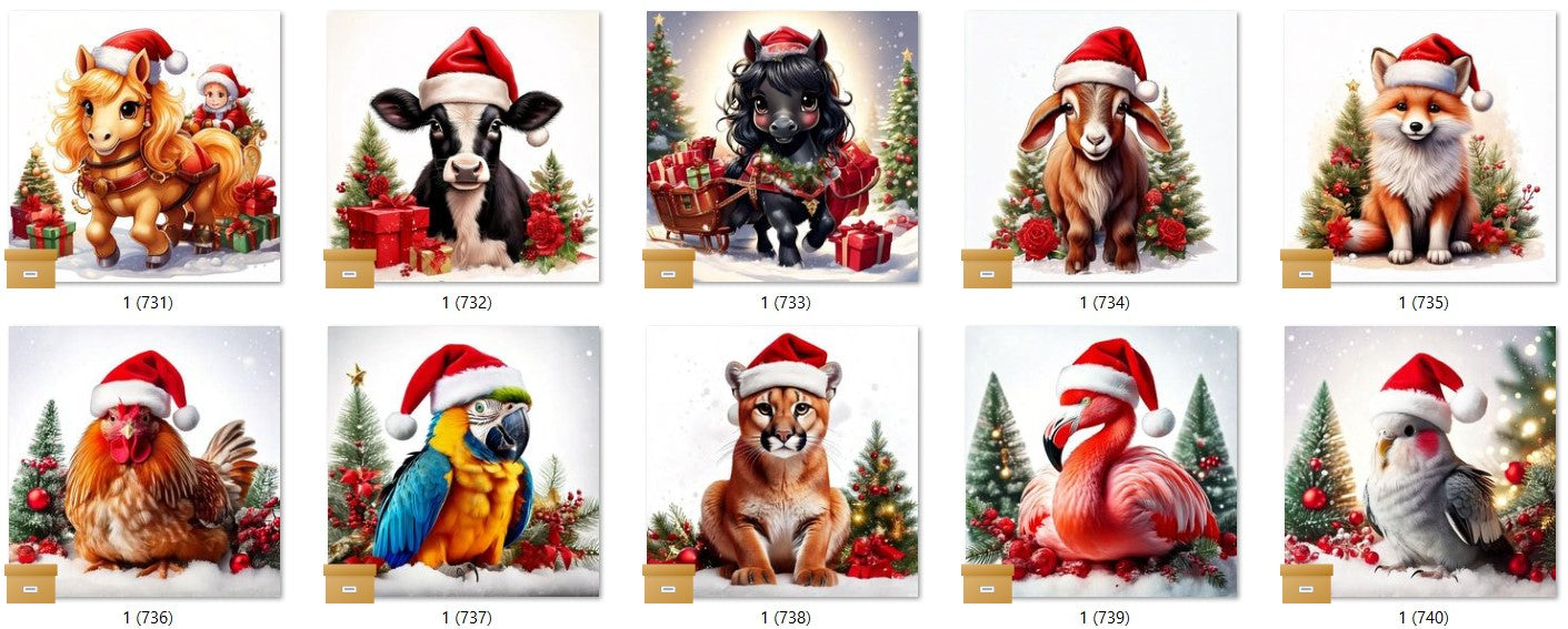 CHRISTMAS ANIMAL Ready To Press Sublimation Heat Transfer Print Bundles Of 10 Prints (LMHCHRISTMASANIMALS1-1000)