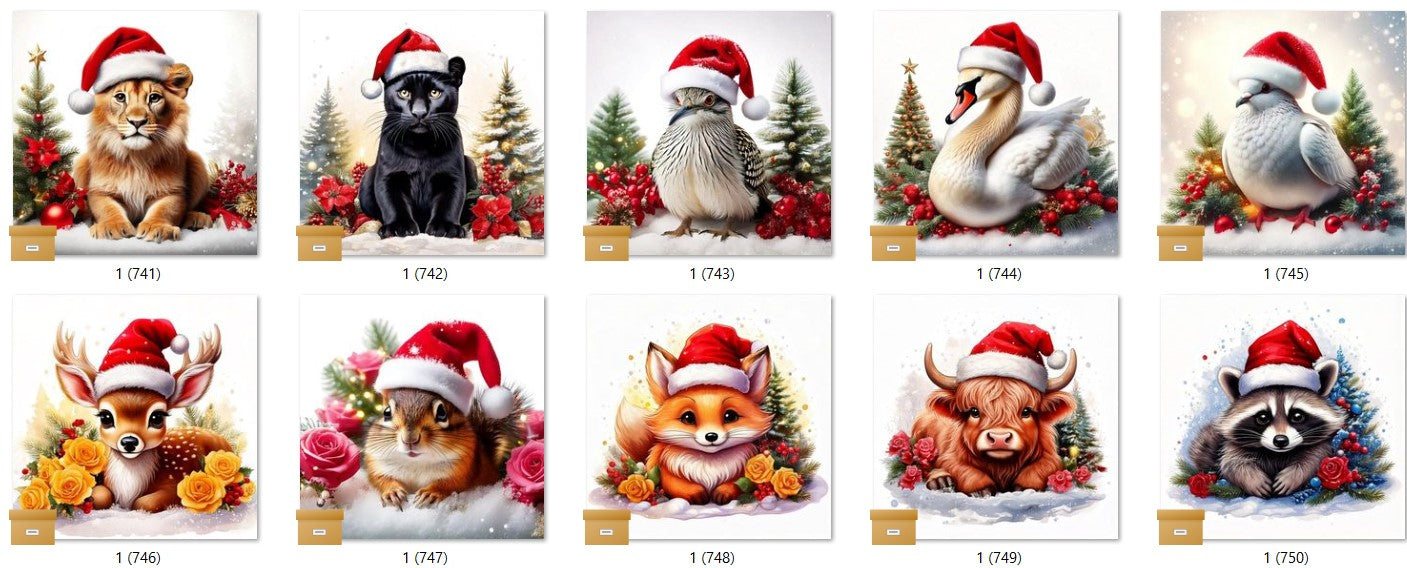 CHRISTMAS ANIMAL Ready To Press Sublimation Heat Transfer Print Bundles Of 10 Prints (LMHCHRISTMASANIMALS1-1000)