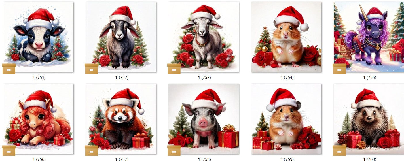 CHRISTMAS ANIMAL Ready To Press Sublimation Heat Transfer Print Bundles Of 10 Prints (LMHCHRISTMASANIMALS1-1000)