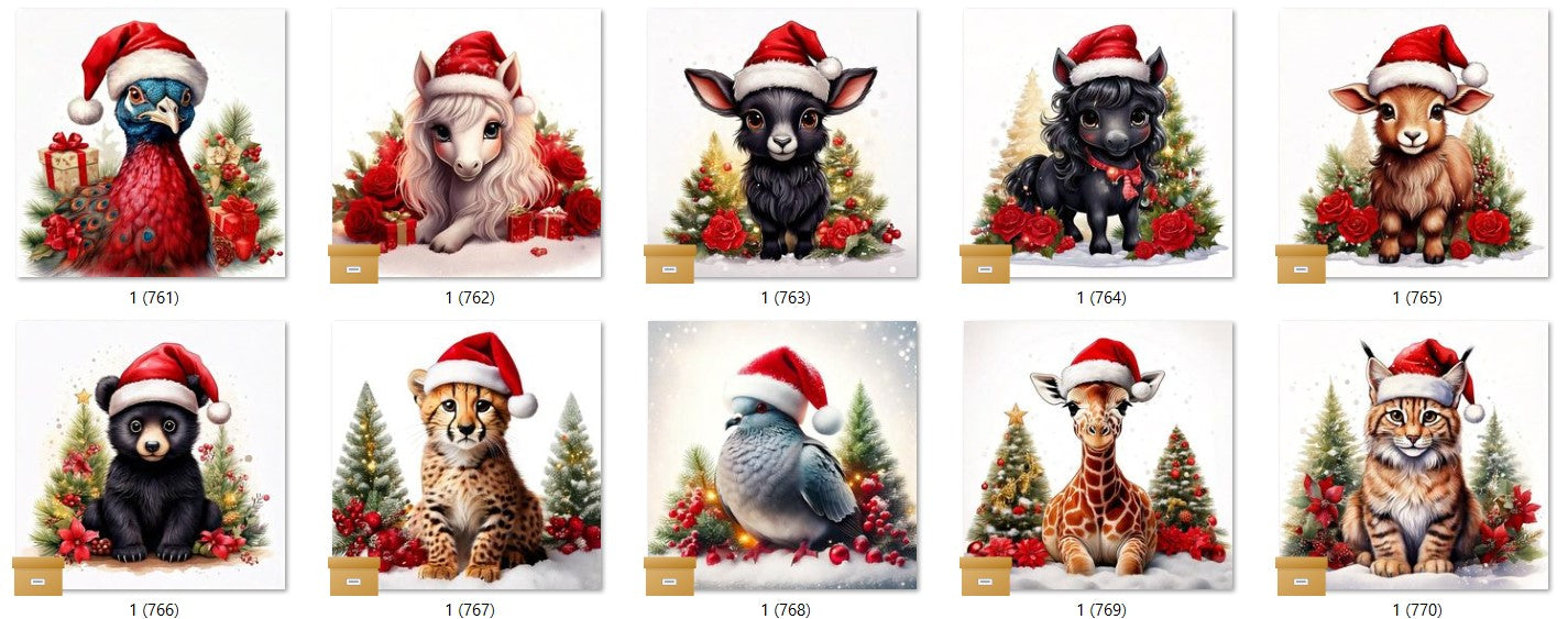 CHRISTMAS ANIMAL Ready To Press Sublimation Heat Transfer Print Bundles Of 10 Prints (LMHCHRISTMASANIMALS1-1000)