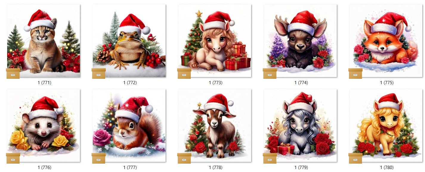 CHRISTMAS ANIMAL Ready To Press Sublimation Heat Transfer Print Bundles Of 10 Prints (LMHCHRISTMASANIMALS1-1000)