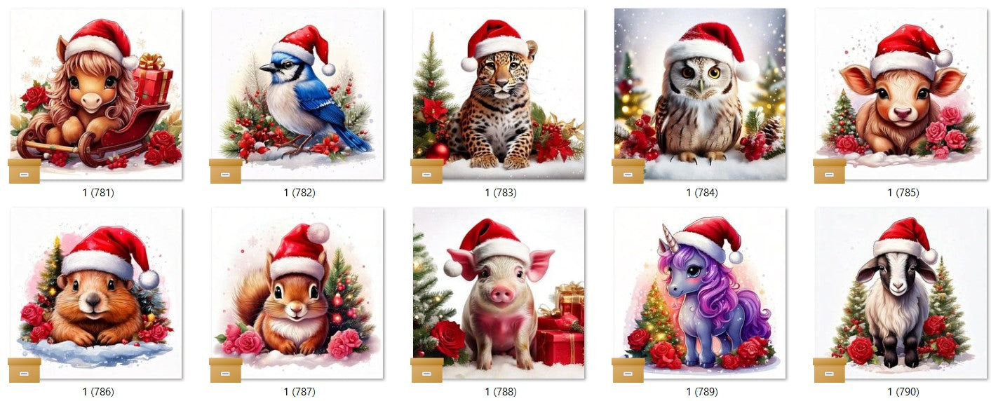 CHRISTMAS ANIMAL Ready To Press Sublimation Heat Transfer Print Bundles Of 10 Prints (LMHCHRISTMASANIMALS1-1000)