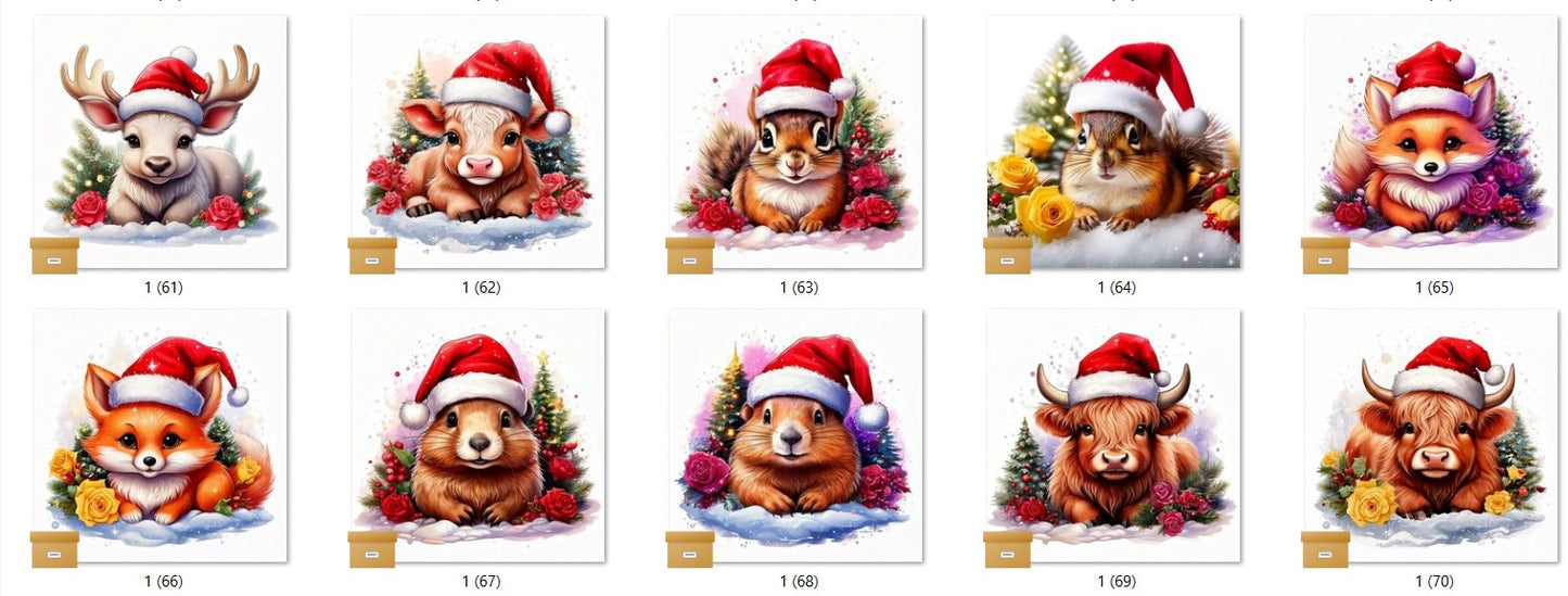 CHRISTMAS ANIMAL Ready To Press Sublimation Heat Transfer Print Bundles Of 10 Prints (LMHCHRISTMASANIMALS1-1000)