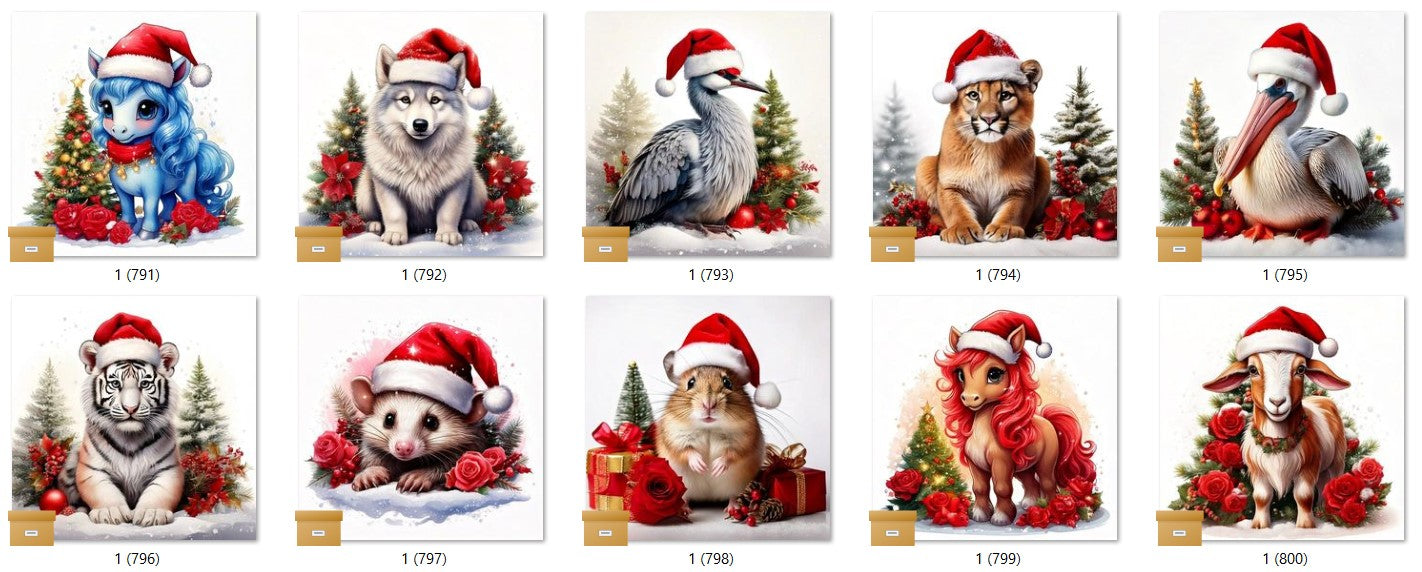 CHRISTMAS ANIMAL Ready To Press Sublimation Heat Transfer Print Bundles Of 10 Prints (LMHCHRISTMASANIMALS1-1000)