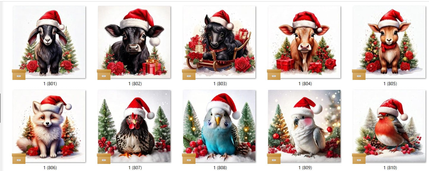 CHRISTMAS ANIMAL Ready To Press Sublimation Heat Transfer Print Bundles Of 10 Prints (LMHCHRISTMASANIMALS1-1000)