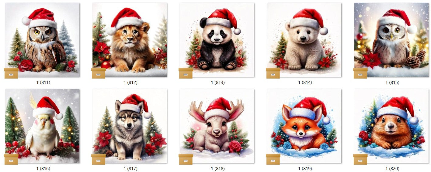 CHRISTMAS ANIMAL Ready To Press Sublimation Heat Transfer Print Bundles Of 10 Prints (LMHCHRISTMASANIMALS1-1000)