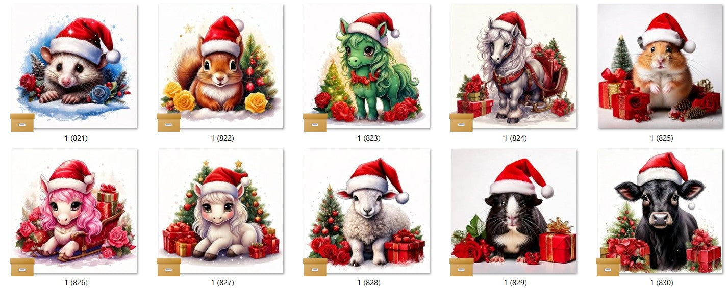 CHRISTMAS ANIMAL Ready To Press Sublimation Heat Transfer Print Bundles Of 10 Prints (LMHCHRISTMASANIMALS1-1000)