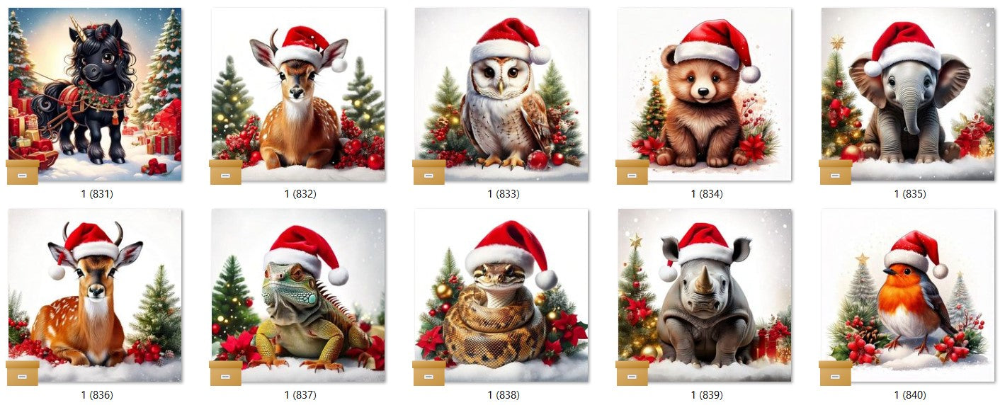 CHRISTMAS ANIMAL Ready To Press Sublimation Heat Transfer Print Bundles Of 10 Prints (LMHCHRISTMASANIMALS1-1000)