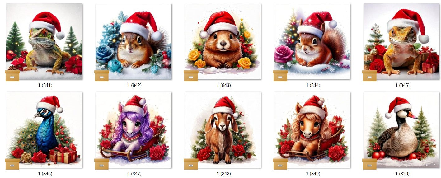 CHRISTMAS ANIMAL Ready To Press Sublimation Heat Transfer Print Bundles Of 10 Prints (LMHCHRISTMASANIMALS1-1000)