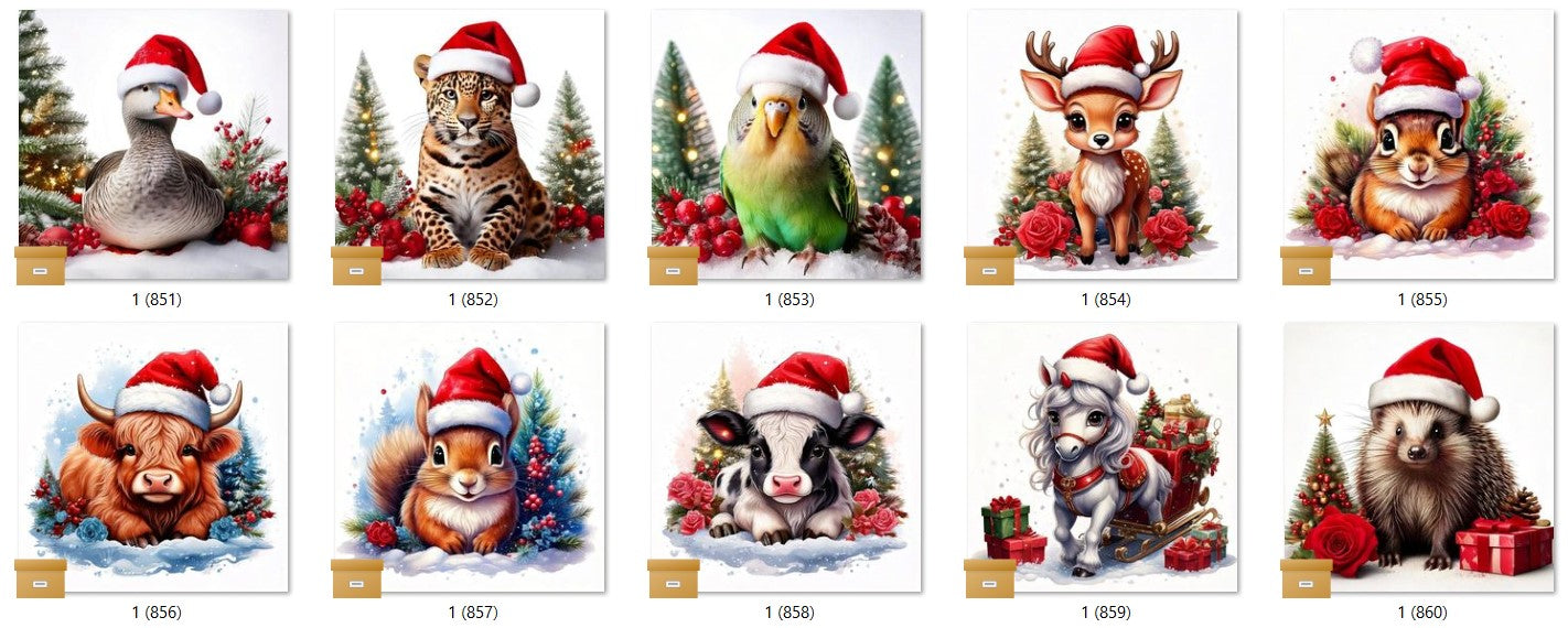 CHRISTMAS ANIMAL Ready To Press Sublimation Heat Transfer Print Bundles Of 10 Prints (LMHCHRISTMASANIMALS1-1000)