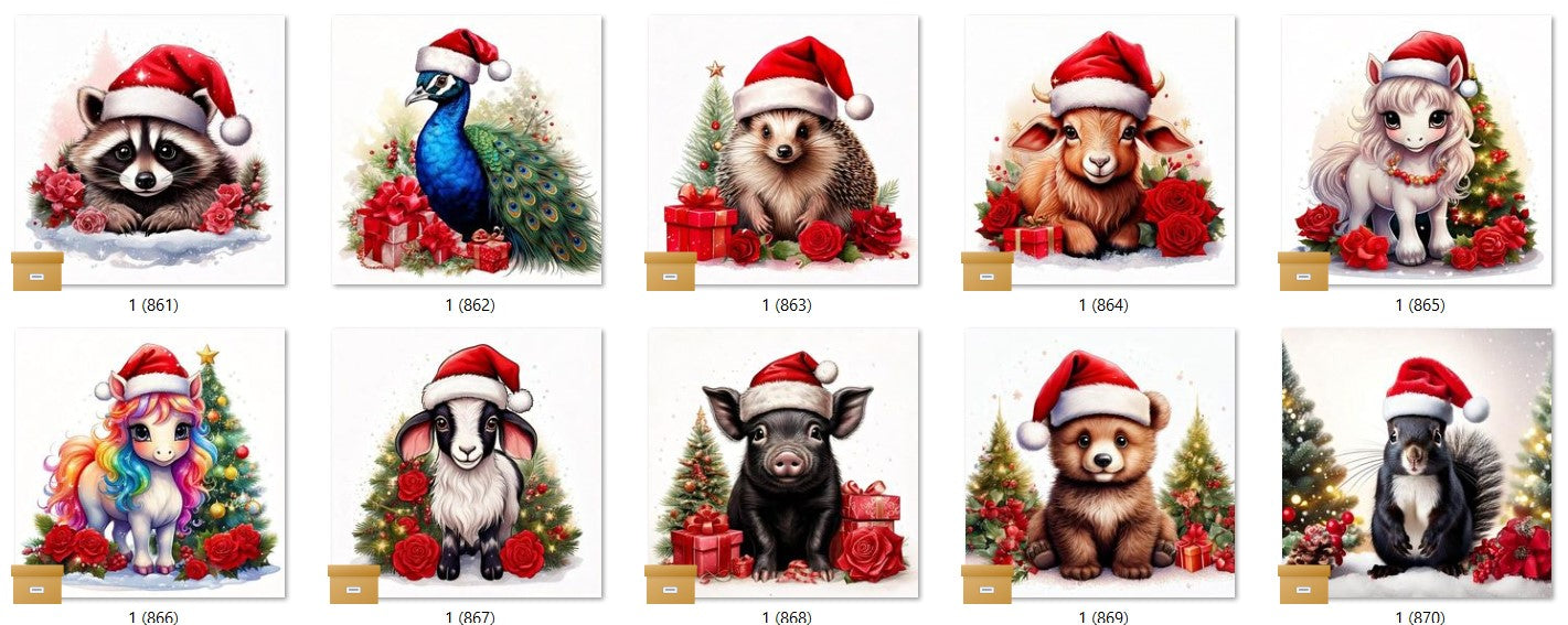 CHRISTMAS ANIMAL Ready To Press Sublimation Heat Transfer Print Bundles Of 10 Prints (LMHCHRISTMASANIMALS1-1000)