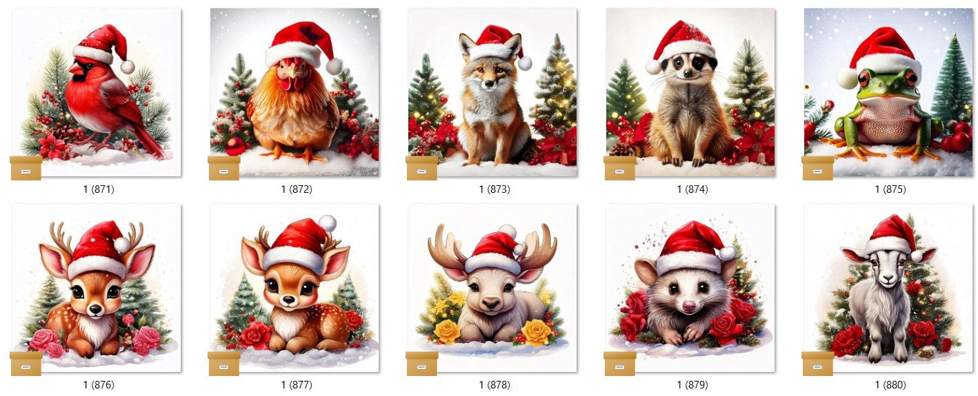 CHRISTMAS ANIMAL Ready To Press Sublimation Heat Transfer Print Bundles Of 10 Prints (LMHCHRISTMASANIMALS1-1000)