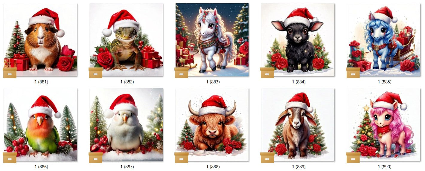 CHRISTMAS ANIMAL Ready To Press Sublimation Heat Transfer Print Bundles Of 10 Prints (LMHCHRISTMASANIMALS1-1000)