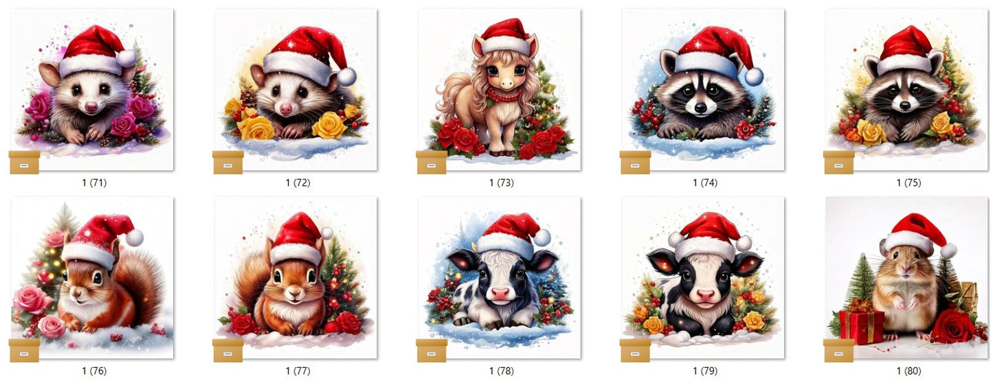 CHRISTMAS ANIMAL Ready To Press Sublimation Heat Transfer Print Bundles Of 10 Prints (LMHCHRISTMASANIMALS1-1000)