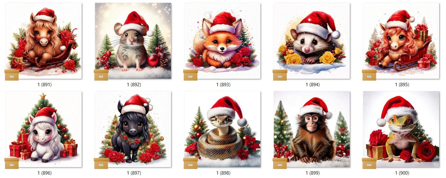 CHRISTMAS ANIMAL Ready To Press Sublimation Heat Transfer Print Bundles Of 10 Prints (LMHCHRISTMASANIMALS1-1000)