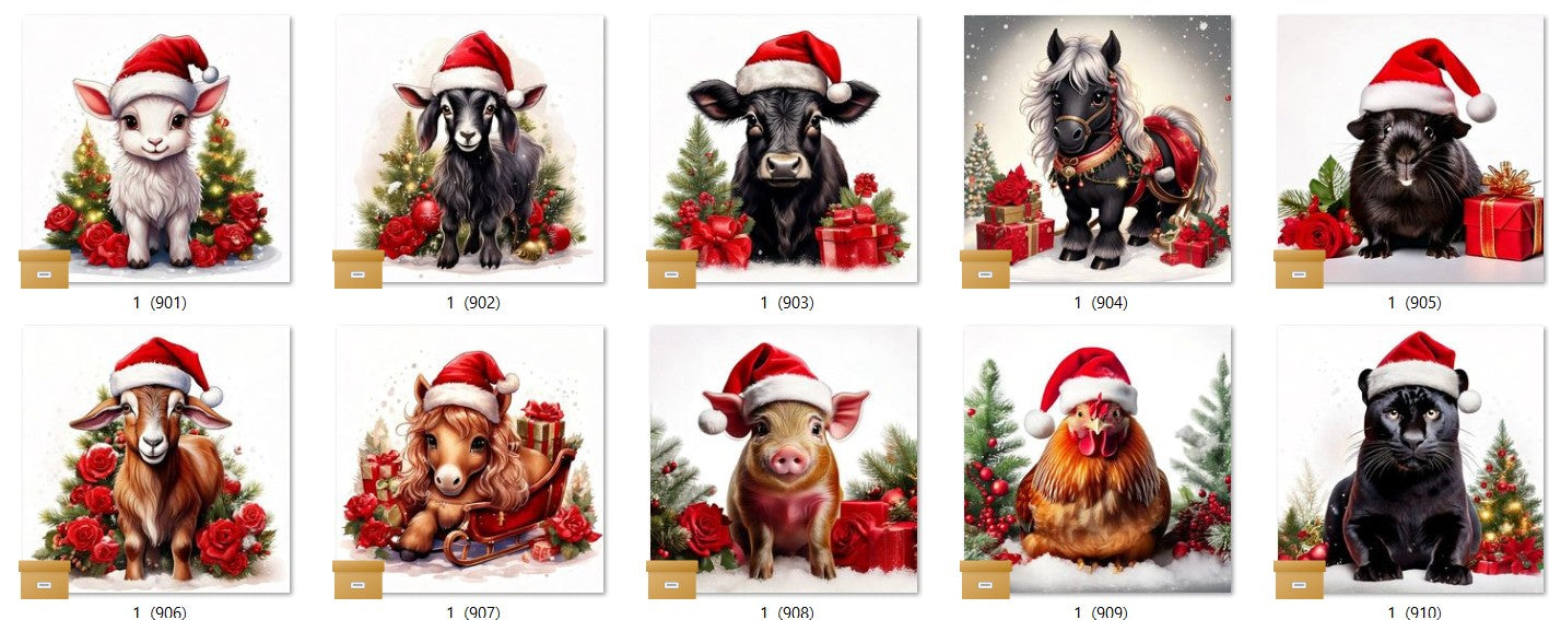 CHRISTMAS ANIMAL Ready To Press Sublimation Heat Transfer Print Bundles Of 10 Prints (LMHCHRISTMASANIMALS1-1000)