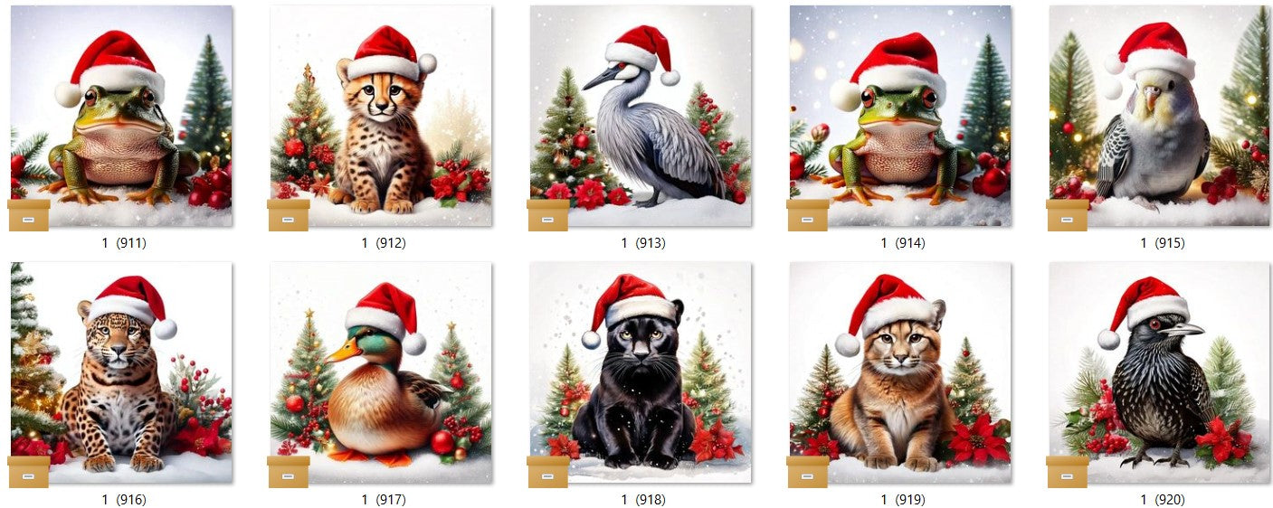 CHRISTMAS ANIMAL Ready To Press Sublimation Heat Transfer Print Bundles Of 10 Prints (LMHCHRISTMASANIMALS1-1000)