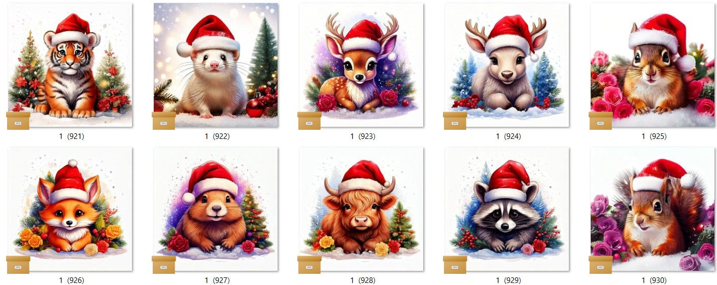 CHRISTMAS ANIMAL Ready To Press Sublimation Heat Transfer Print Bundles Of 10 Prints (LMHCHRISTMASANIMALS1-1000)