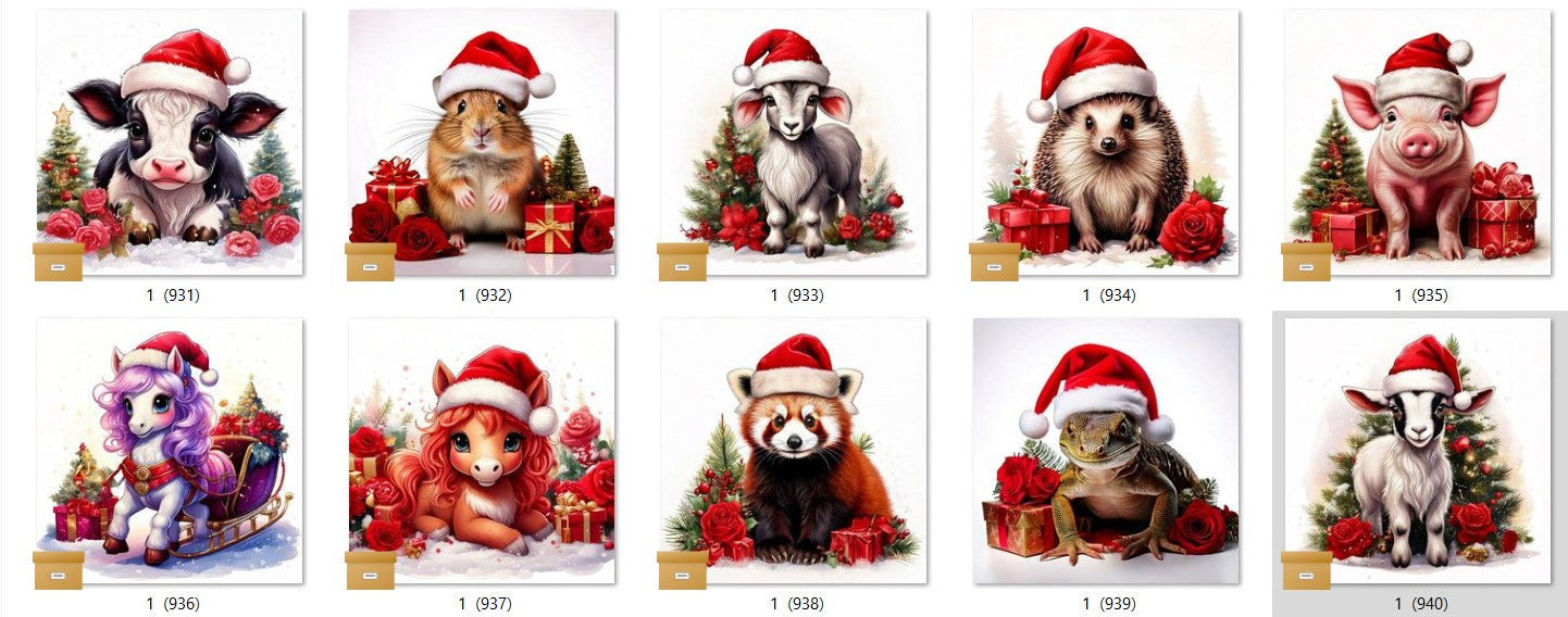 CHRISTMAS ANIMAL Ready To Press Sublimation Heat Transfer Print Bundles Of 10 Prints (LMHCHRISTMASANIMALS1-1000)