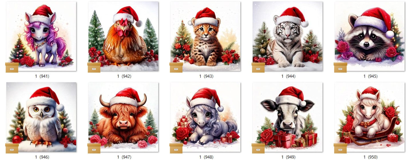 CHRISTMAS ANIMAL Ready To Press Sublimation Heat Transfer Print Bundles Of 10 Prints (LMHCHRISTMASANIMALS1-1000)