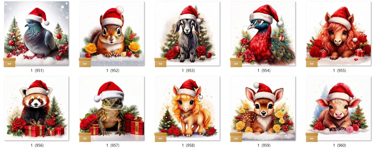 CHRISTMAS ANIMAL Ready To Press Sublimation Heat Transfer Print Bundles Of 10 Prints (LMHCHRISTMASANIMALS1-1000)