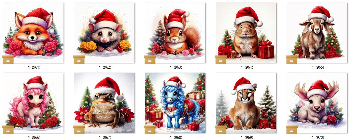 CHRISTMAS ANIMAL Ready To Press Sublimation Heat Transfer Print Bundles Of 10 Prints (LMHCHRISTMASANIMALS1-1000)