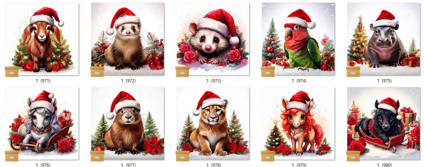 CHRISTMAS ANIMAL Ready To Press Sublimation Heat Transfer Print Bundles Of 10 Prints (LMHCHRISTMASANIMALS1-1000)