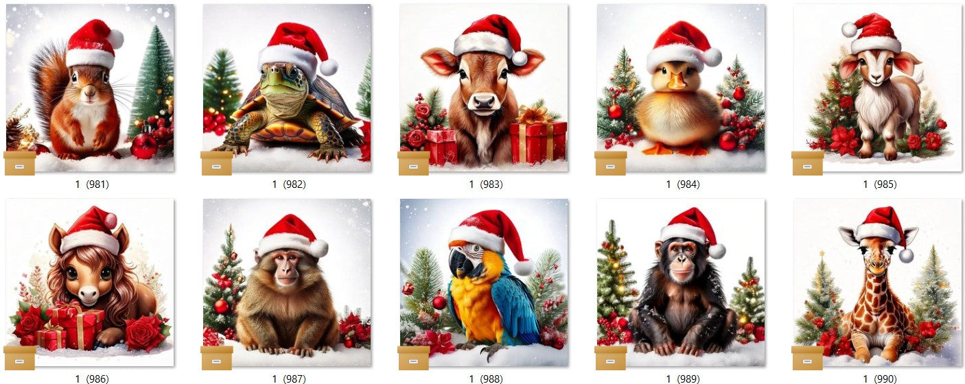 CHRISTMAS ANIMAL Ready To Press Sublimation Heat Transfer Print Bundles Of 10 Prints (LMHCHRISTMASANIMALS1-1000)