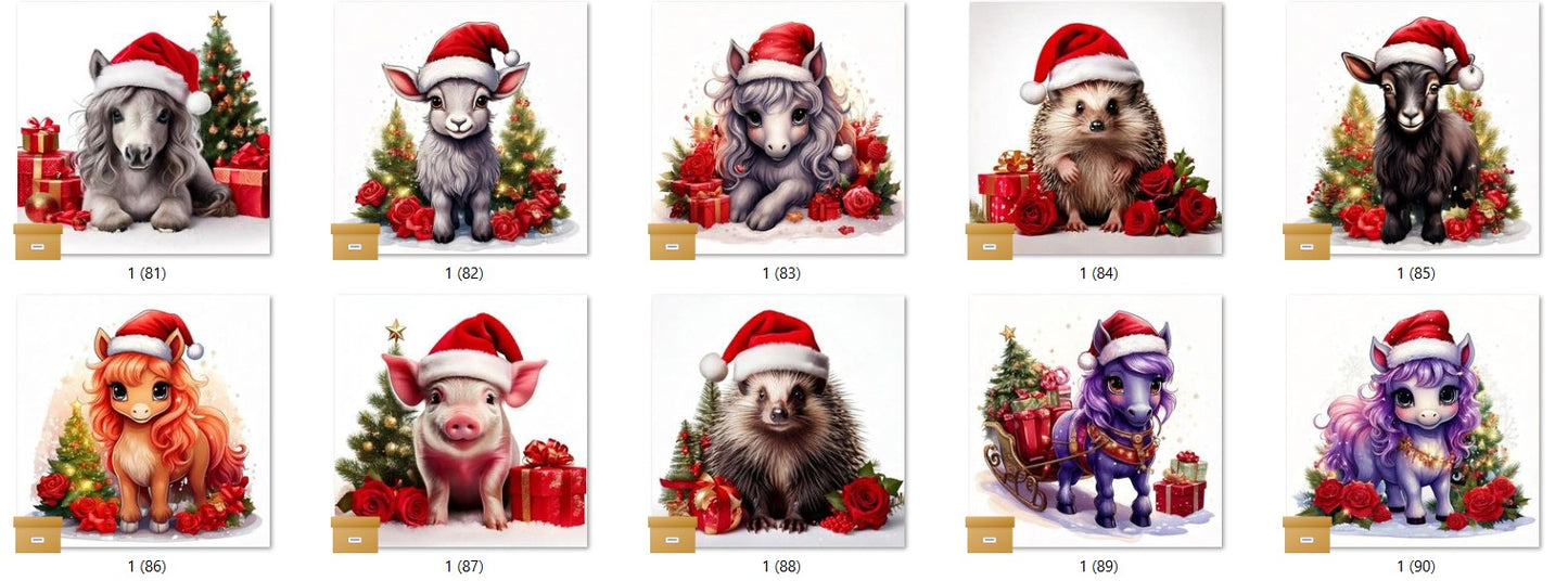 CHRISTMAS ANIMAL Ready To Press Sublimation Heat Transfer Print Bundles Of 10 Prints (LMHCHRISTMASANIMALS1-1000)